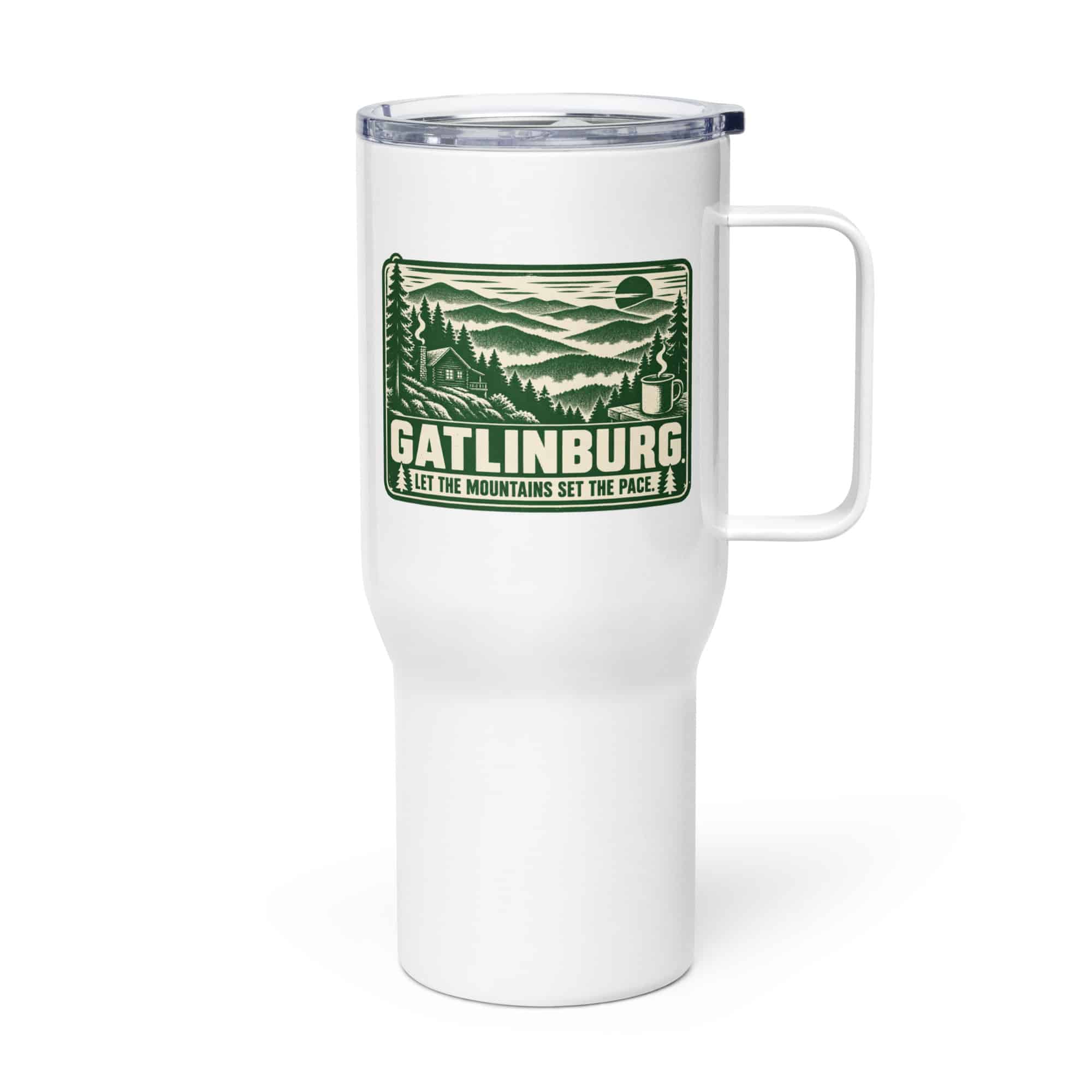 Gatlinburg and the Smokies Travel Mug: Gatlinburg. Let the Mountains Set the Pace, Forest Ink Stamp