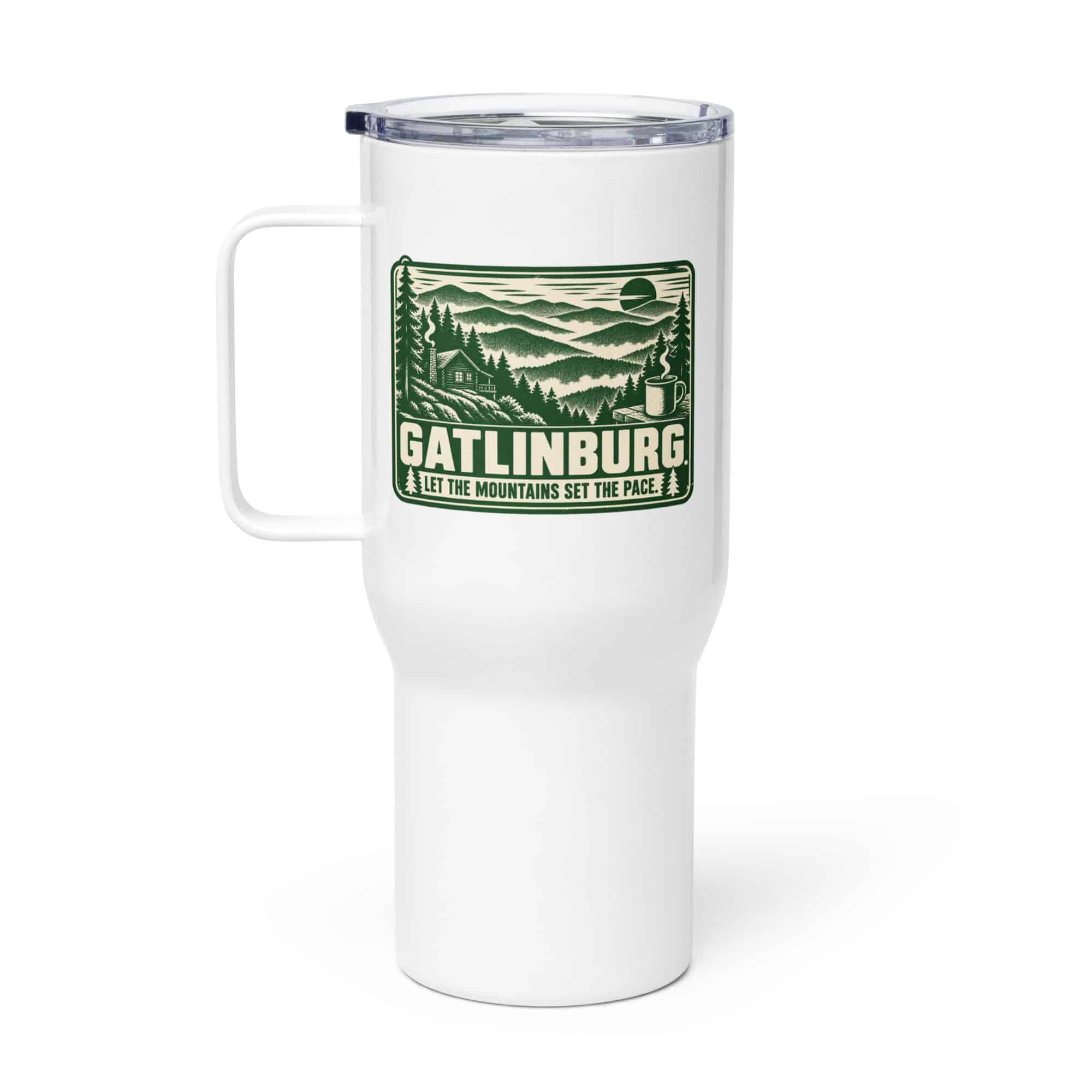 Gatlinburg and the Smokies Travel Mug: Gatlinburg. Let the Mountains Set the Pace, Forest Ink Stamp