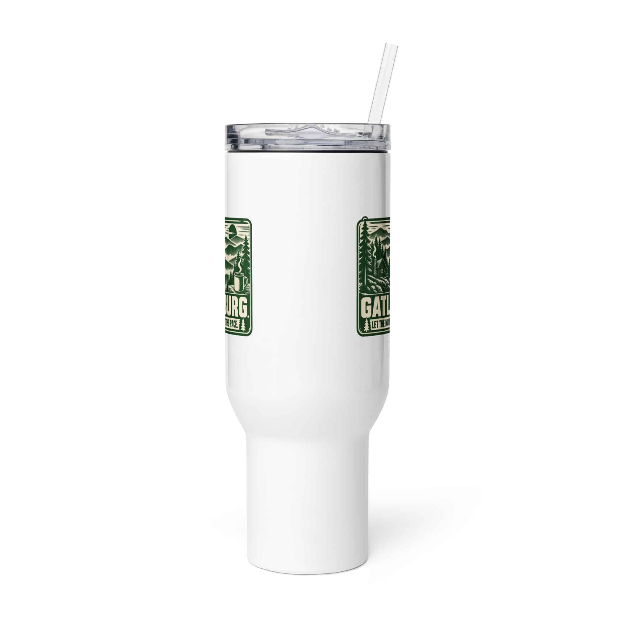 Gatlinburg and the Smokies Travel Mug: Gatlinburg. Let the Mountains Set the Pace, Forest Ink Stamp