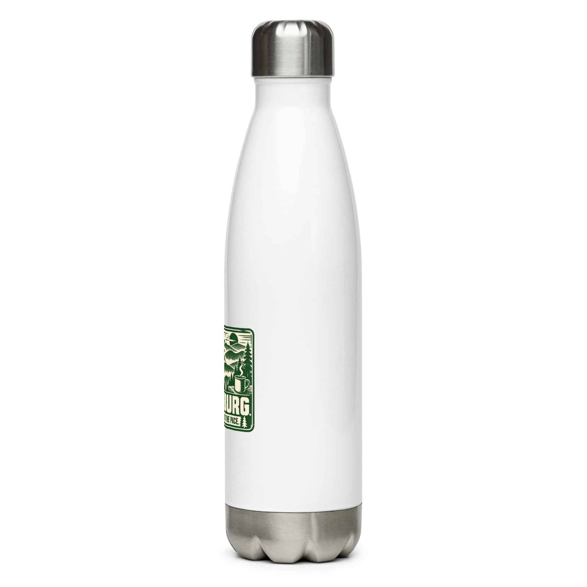 Gatlinburg and the Smokies Stainless Steel Water Bottle: Gatlinburg. Let the Mountains Set the Pace, Forest Ink Stamp