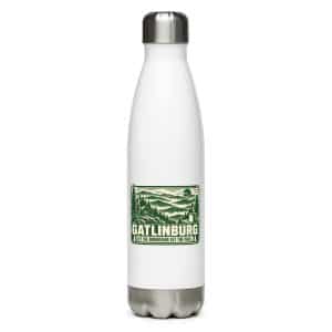 Gatlinburg and the Smokies Stainless Steel Water Bottle: Gatlinburg. Let the Mountains Set the Pace, Forest Ink Stamp - 17 oz - Main