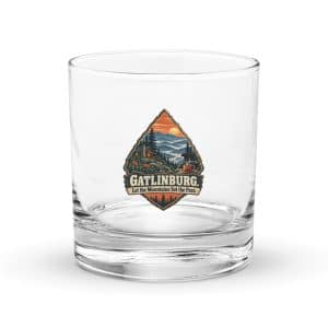 Gatlinburg and the Smokies Rocks Glass: Gatlinburg. Let the Mountains Set the Pace, Scenic Shield Badge - 10.5 oz - Main