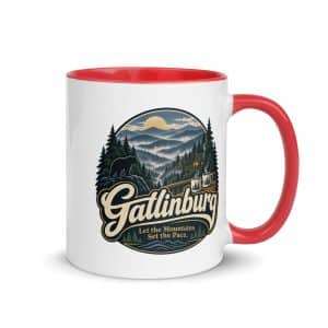 Gatlinburg and the Smokies Color Inside Coffee Mug: Gatlinburg. Let the Mountains Set the Pace, Woodland Scenic Lettering - 11 oz - Main