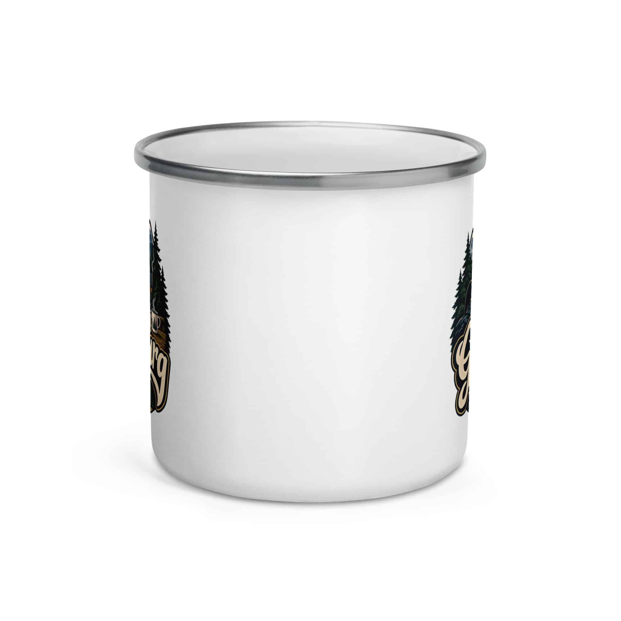 Gatlinburg and the Smokies Enamel Camp Mug: Gatlinburg. Let the Mountains Set the Pace, Woodland Scenic Lettering