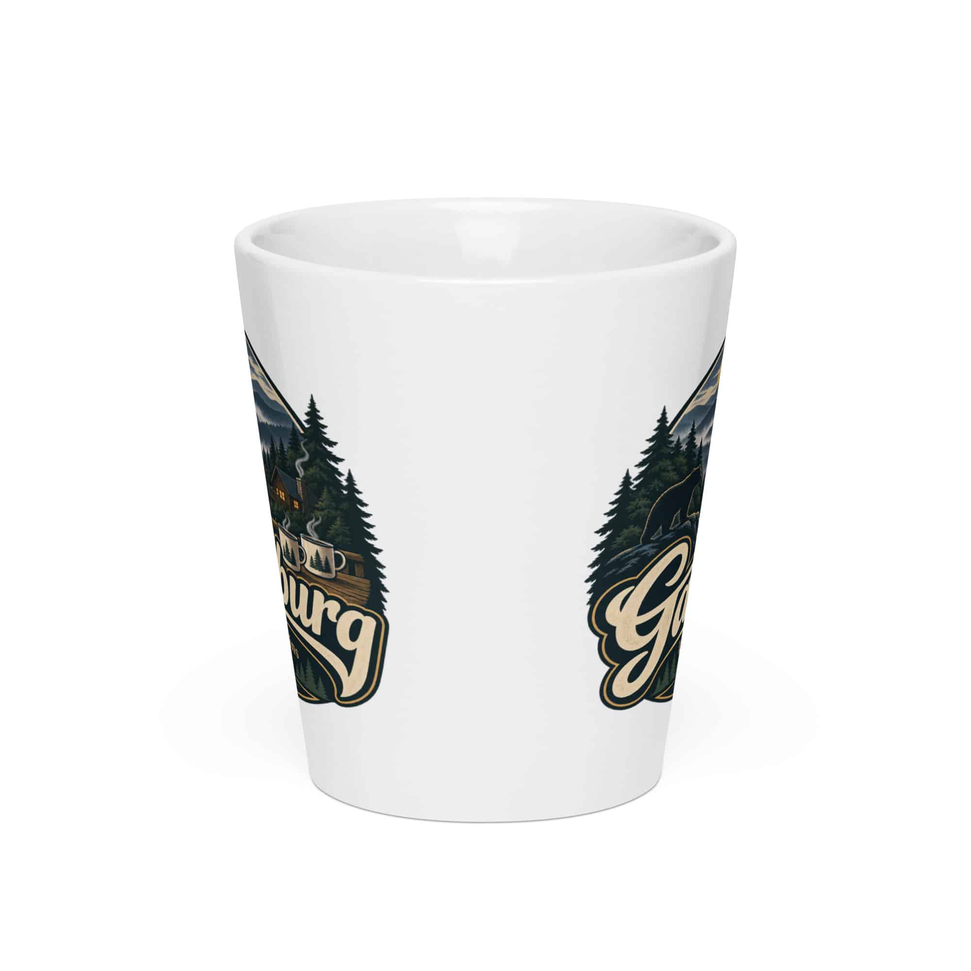Gatlinburg and the Smokies Latte Mug: Gatlinburg. Let the Mountains Set the Pace, Woodland Scenic Lettering