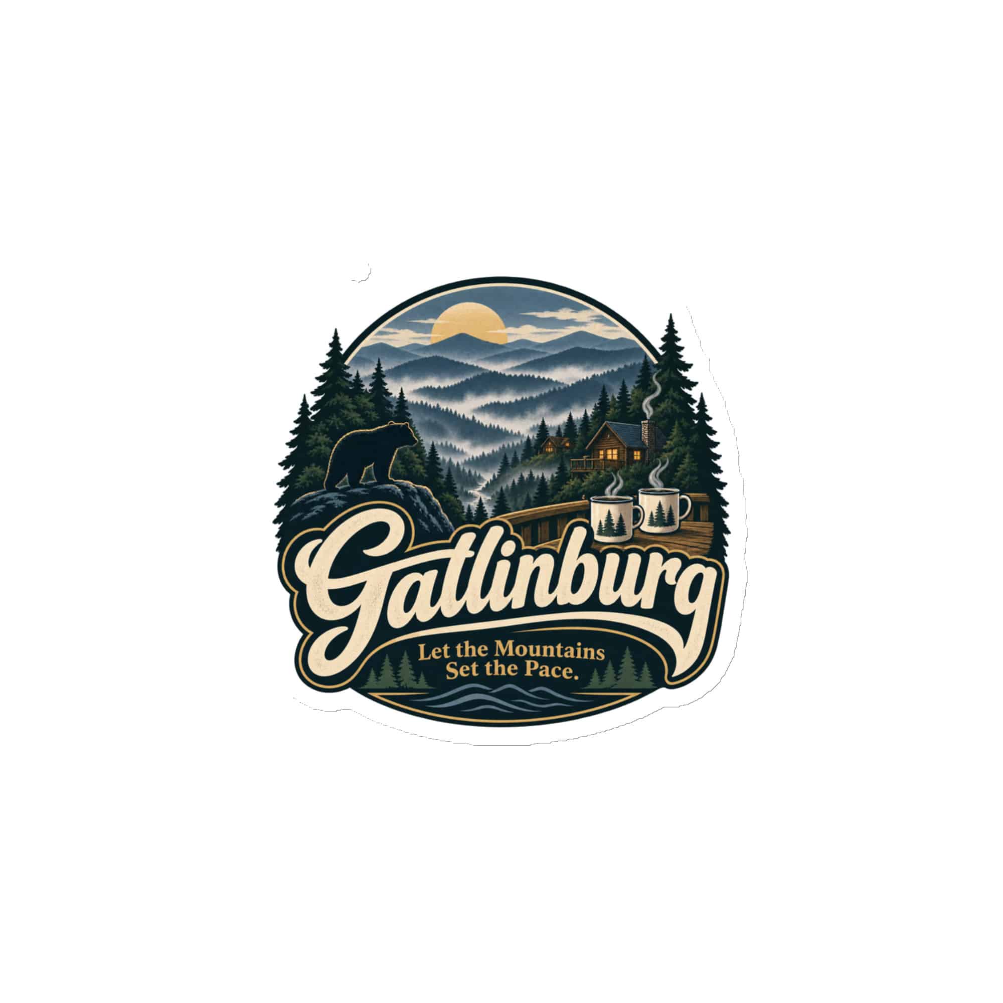 Gatlinburg and the Smokies Die-Cut Magnet: Gatlinburg. Let the Mountains Set the Pace, Woodland Scenic Lettering