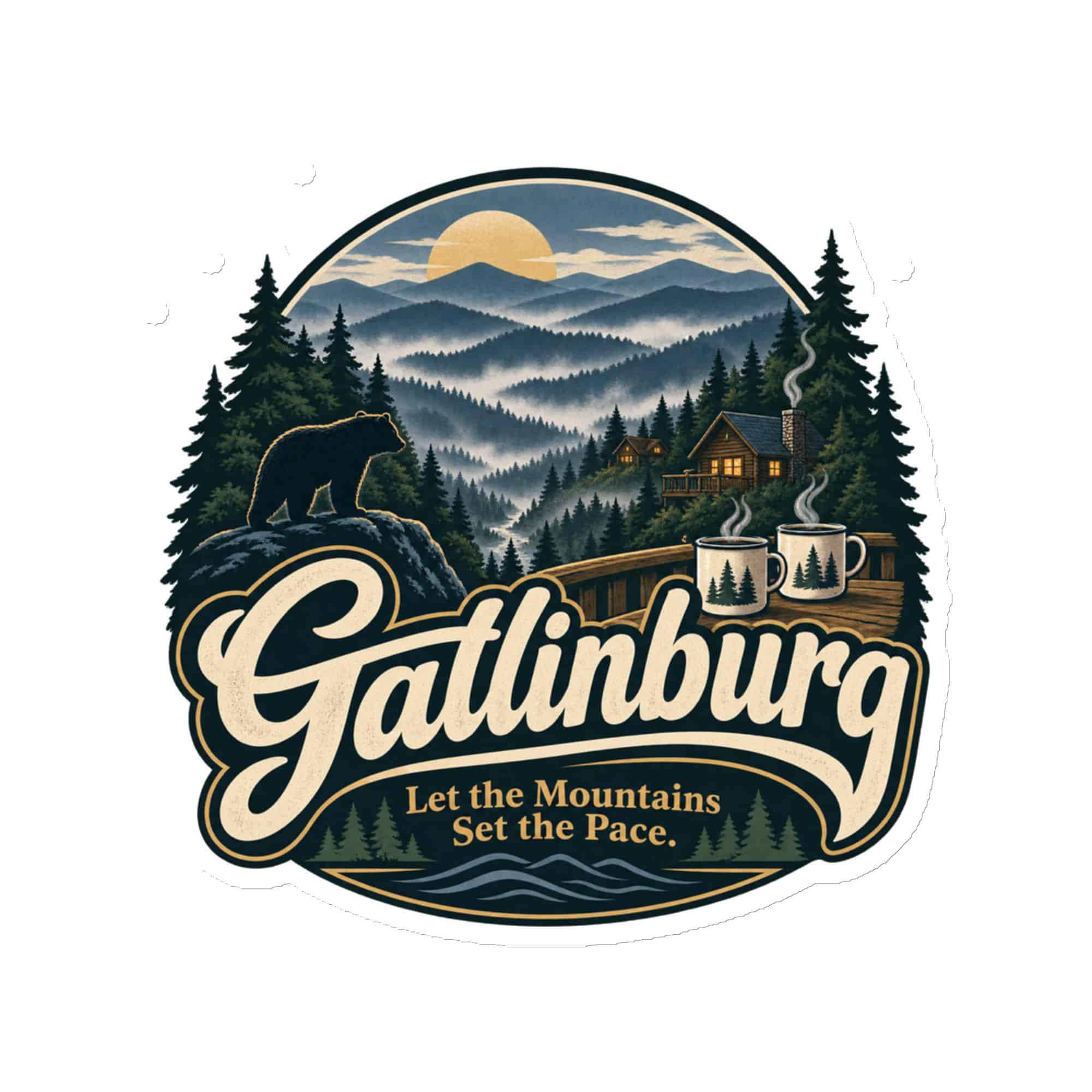 Gatlinburg and the Smokies Die-Cut Magnet: Gatlinburg. Let the Mountains Set the Pace, Woodland Scenic Lettering