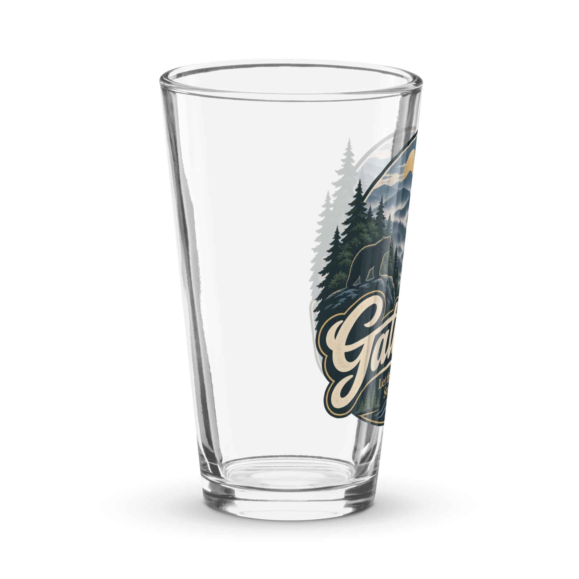 Gatlinburg and the Smokies Pint Glass: Gatlinburg. Let the Mountains Set the Pace, Woodland Scenic Lettering