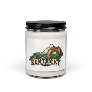 Kentucky Soy Wax Candle: Sandstone arch and forest, Vintage Kentucky Silhouette - 9oz - Main
