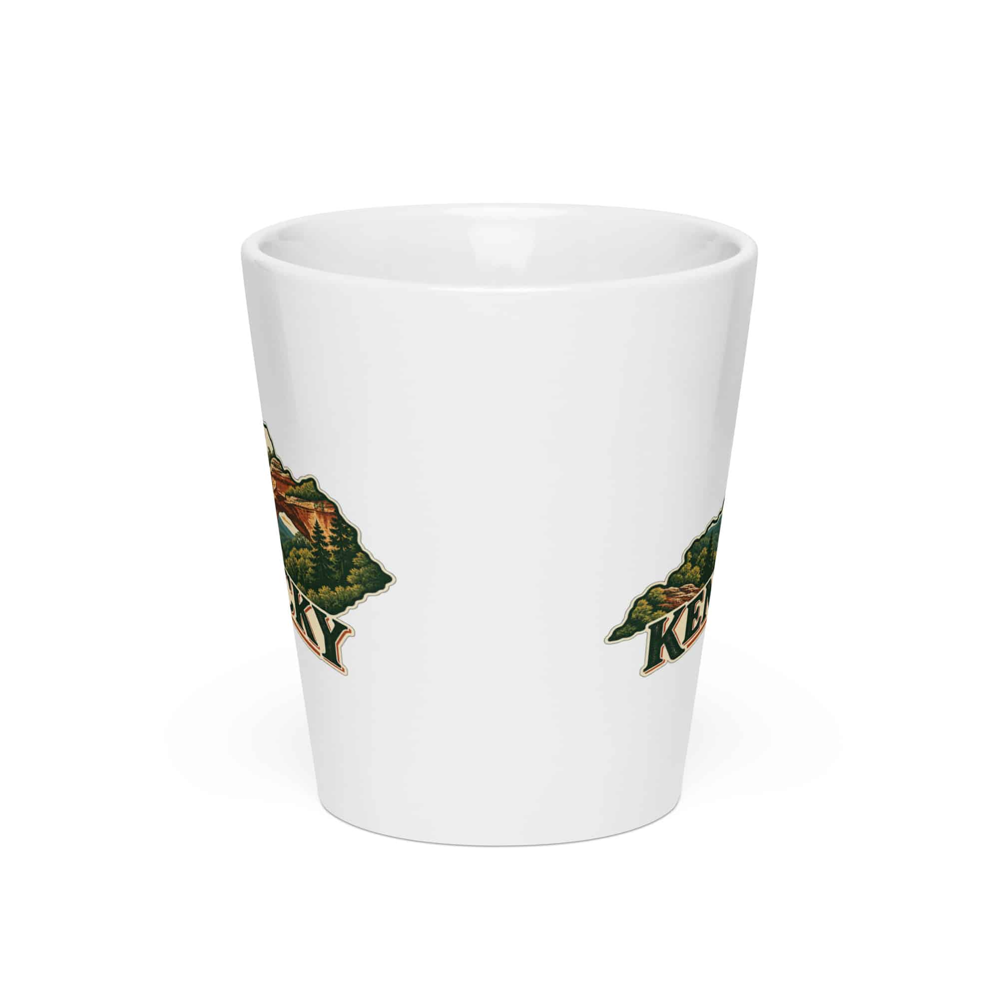 Kentucky Latte Mug: Sandstone arch and forest, Vintage Kentucky Silhouette