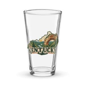 Kentucky Pint Glass: Sandstone arch and forest, Vintage Kentucky Silhouette - 16 oz - Main