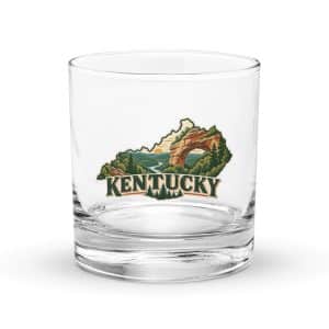 Kentucky Rocks Glass: Sandstone arch and forest, Vintage Kentucky Silhouette - 10.5 oz - Main