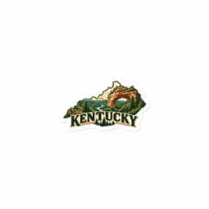 Kentucky Vinyl Sticker: Sandstone arch and forest, Vintage Kentucky Silhouette - 3″×3″ - Main