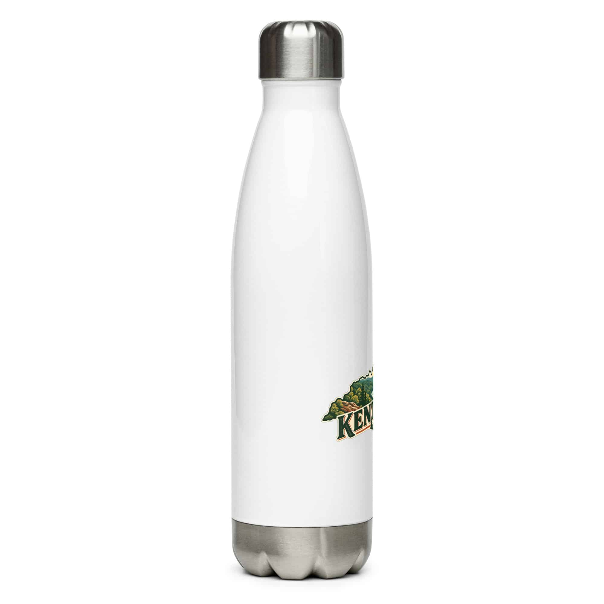 Kentucky Stainless Steel Water Bottle: Sandstone arch and forest, Vintage Kentucky Silhouette
