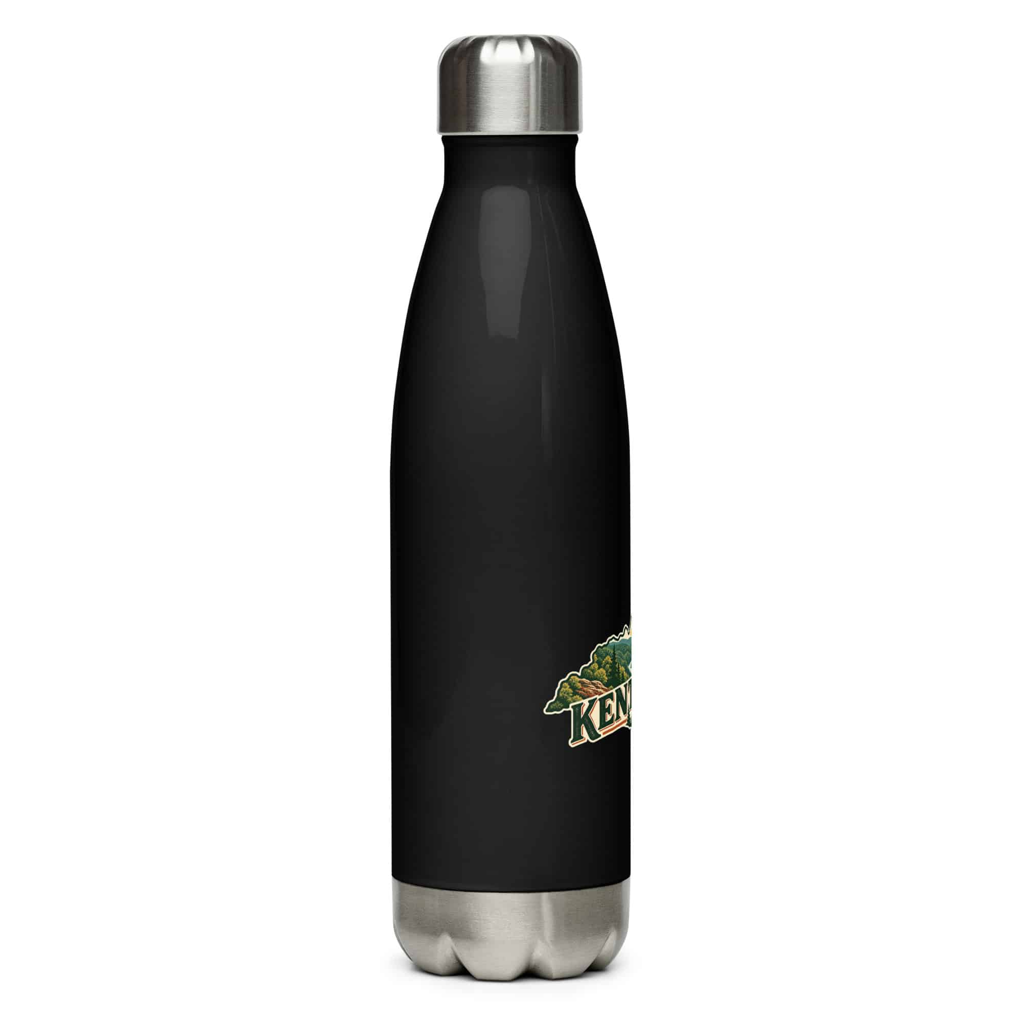 Kentucky Stainless Steel Water Bottle: Sandstone arch and forest, Vintage Kentucky Silhouette