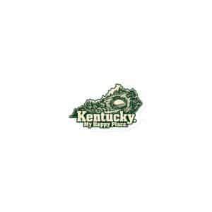 Kentucky Die-Cut Magnet: Sandstone arch and forest, Woodcut Kentucky Silhouette - 3″×3″ - Main