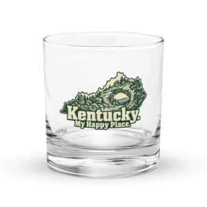 Kentucky Rocks Glass: Sandstone arch and forest, Woodcut Kentucky Silhouette - 10.5 oz - Main