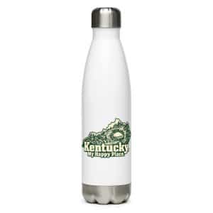 Kentucky Stainless Steel Water Bottle: Sandstone arch and forest, Woodcut Kentucky Silhouette - 17 oz - Main