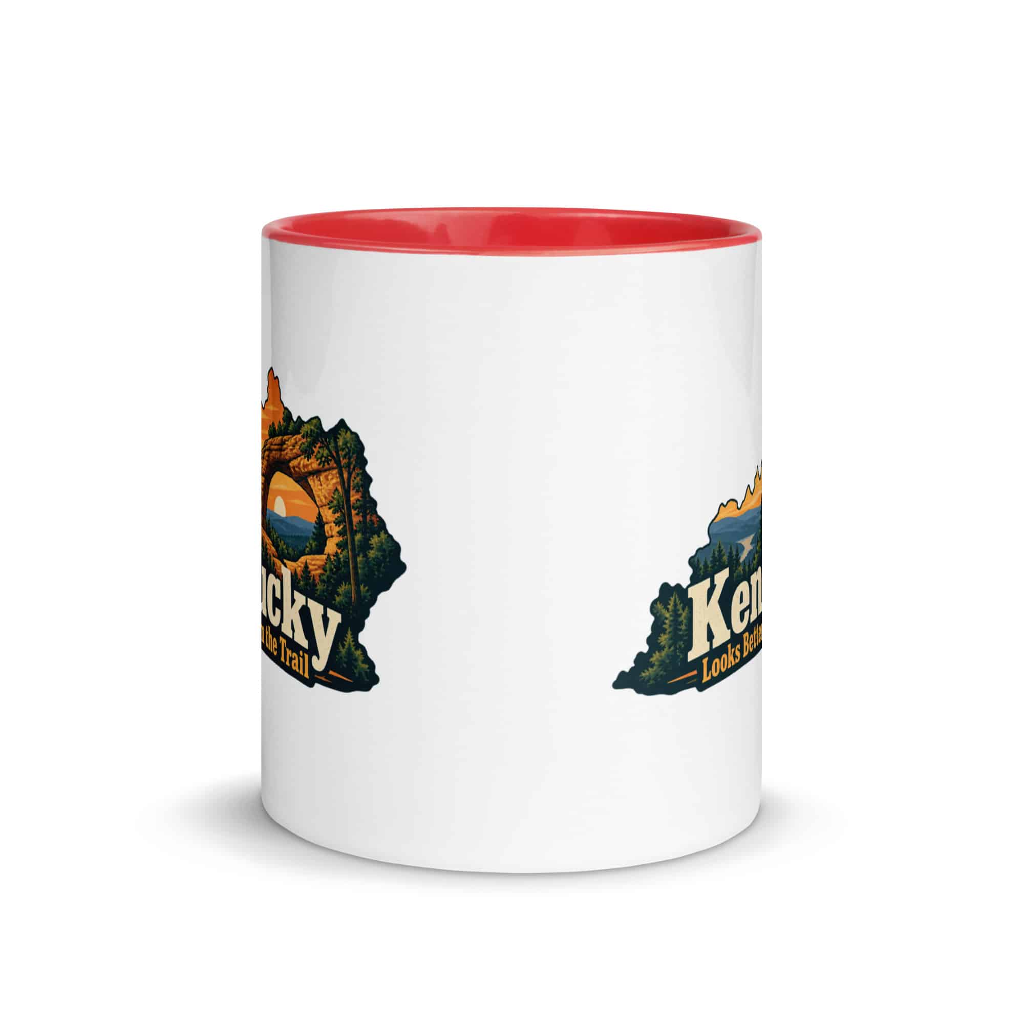 Kentucky Color Inside Coffee Mug: Sandstone arch and forest, Colorful Kentucky Silhouette