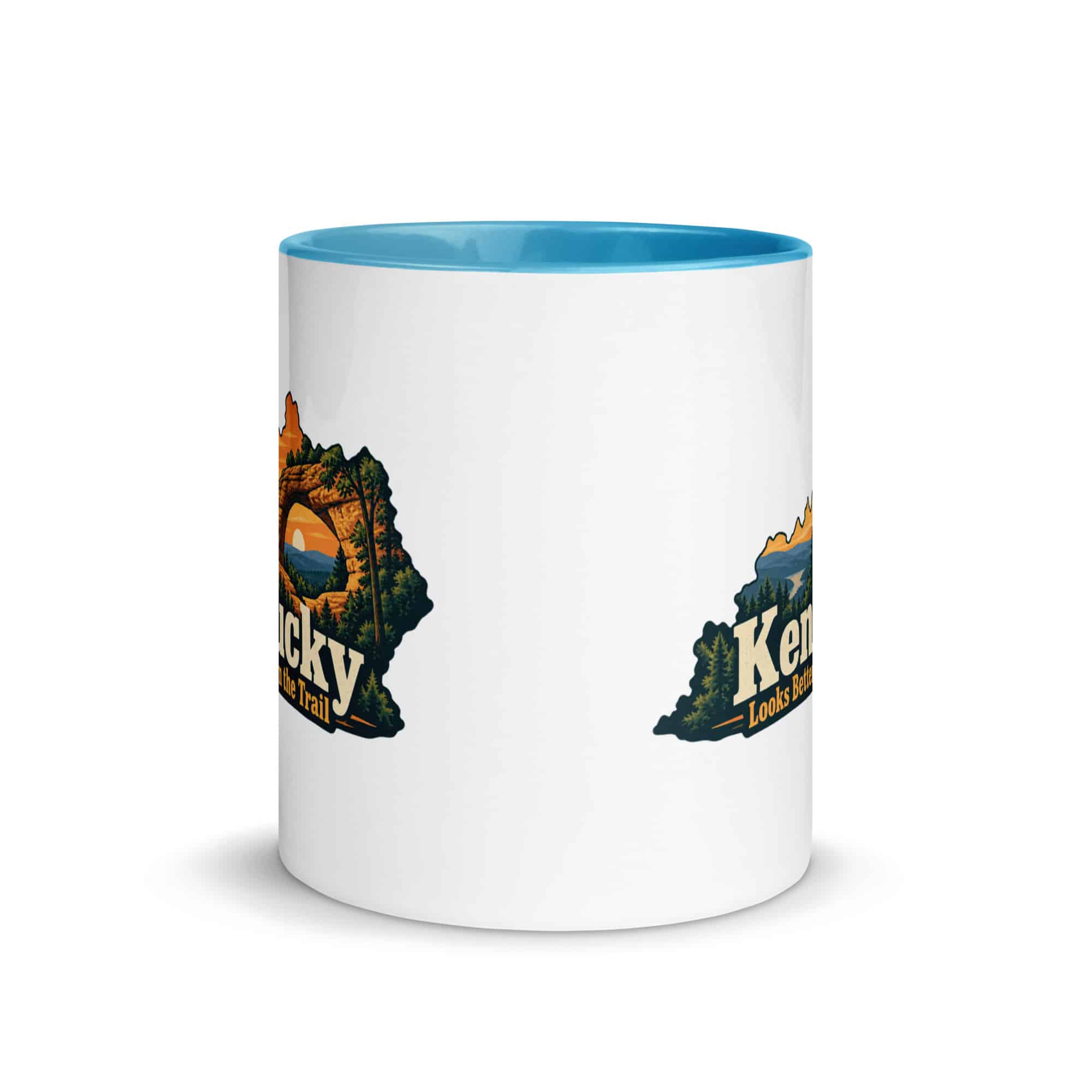 Kentucky Color Inside Coffee Mug: Sandstone arch and forest, Colorful Kentucky Silhouette