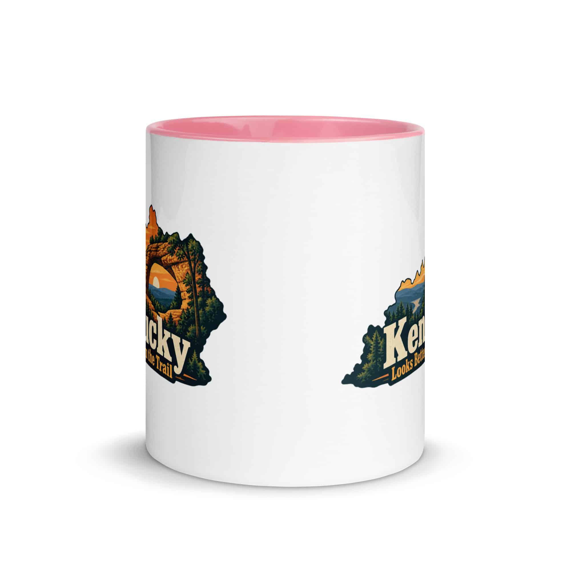 Kentucky Color Inside Coffee Mug: Sandstone arch and forest, Colorful Kentucky Silhouette