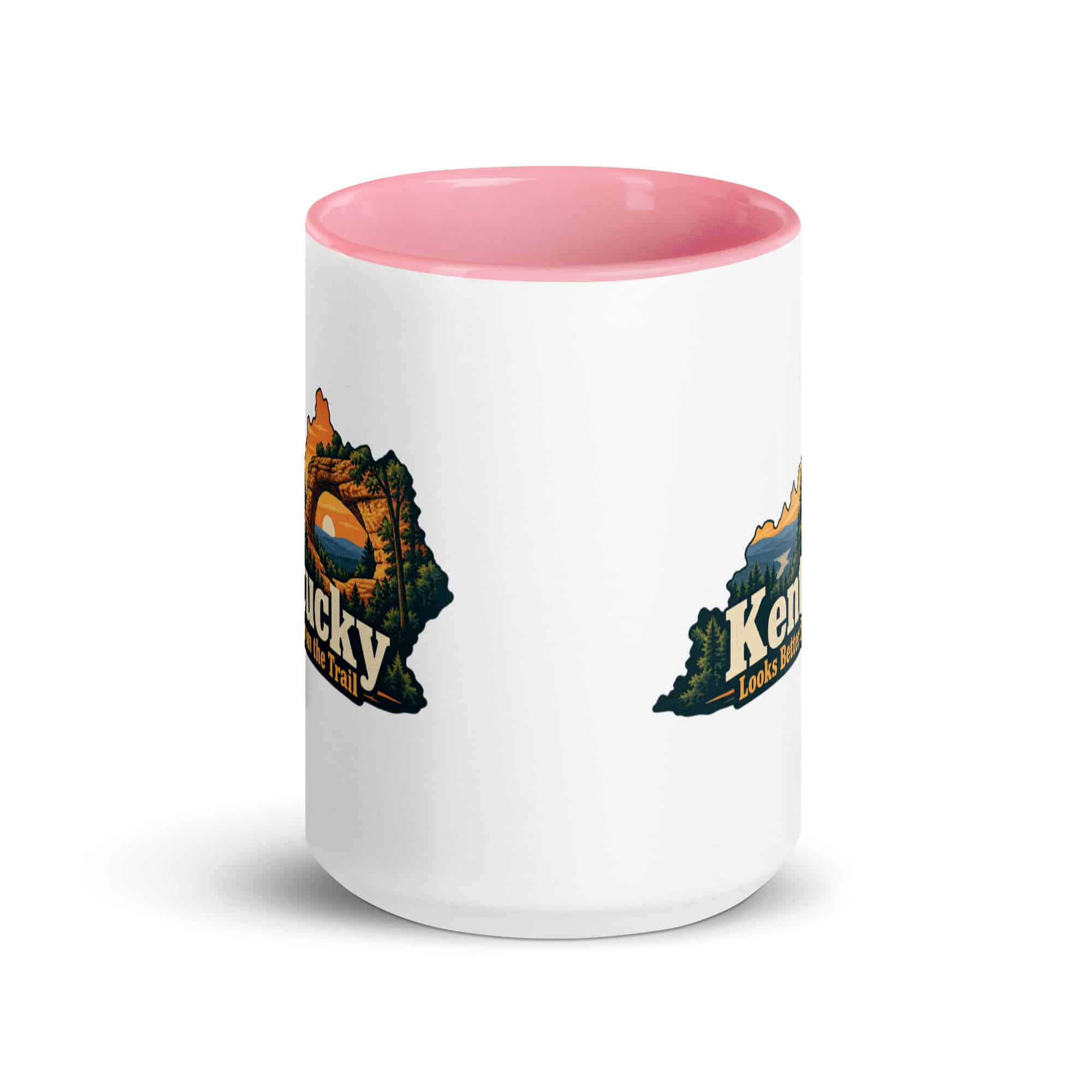 Kentucky Color Inside Coffee Mug: Sandstone arch and forest, Colorful Kentucky Silhouette