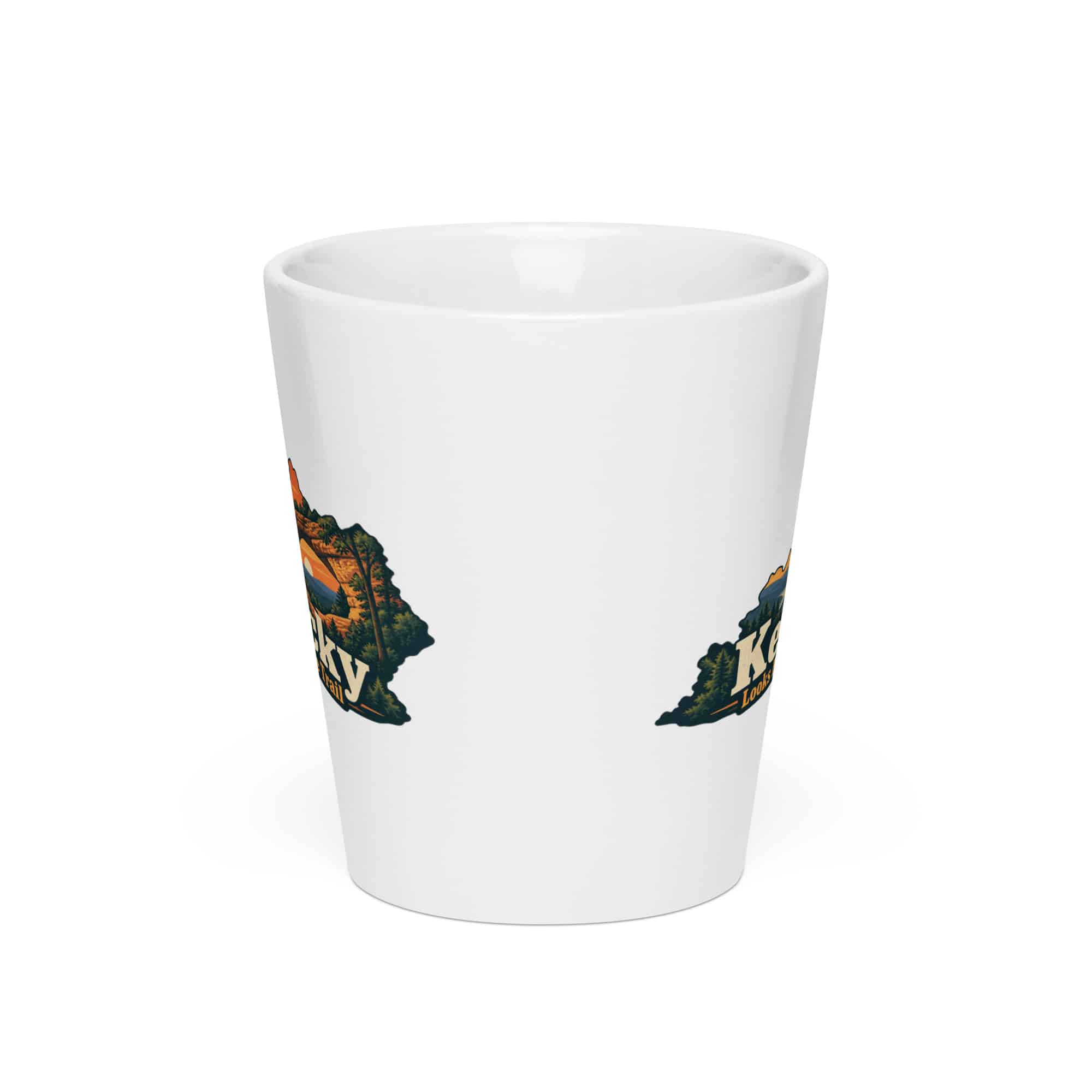 Kentucky Latte Mug: Sandstone arch and forest, Colorful Kentucky Silhouette