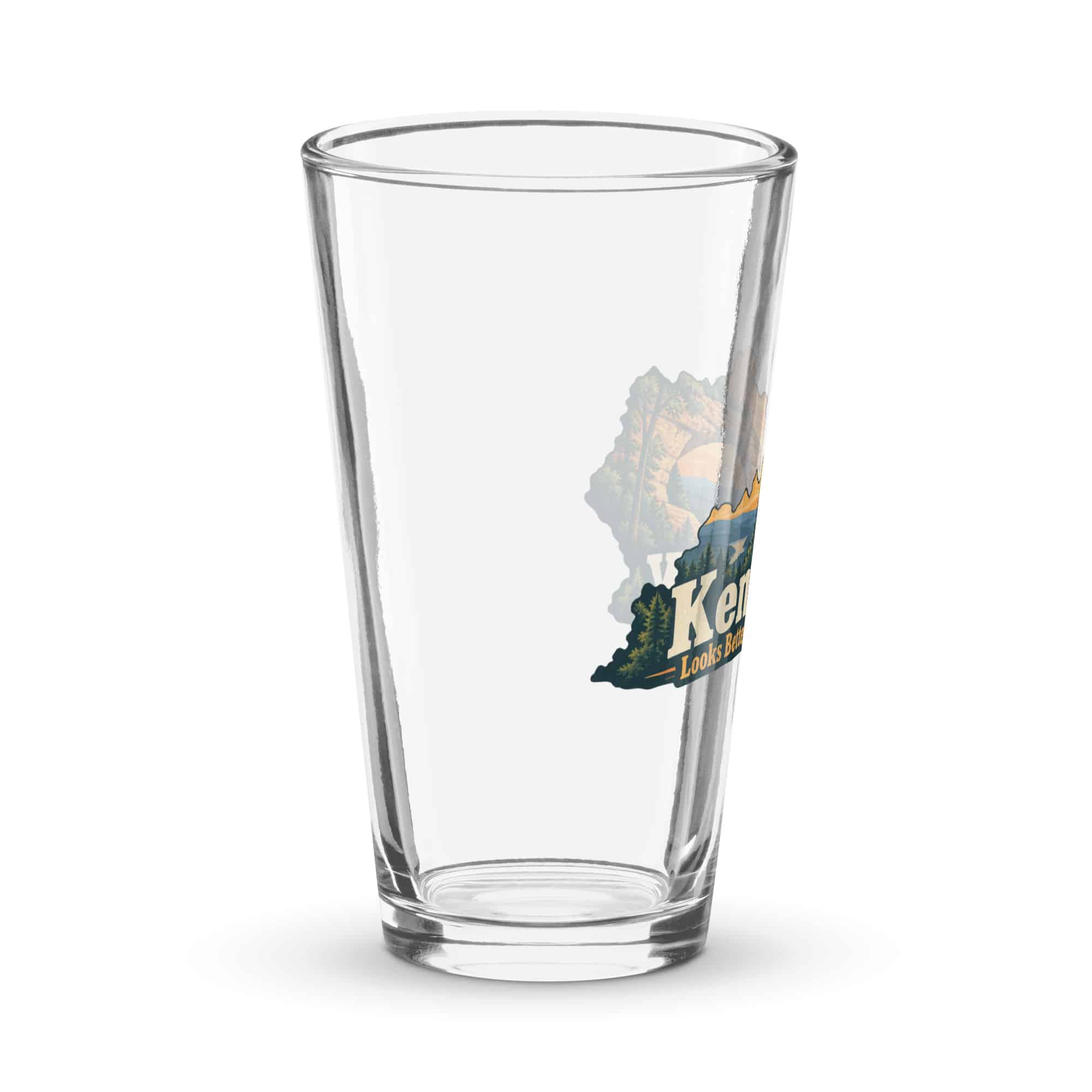 Kentucky Pint Glass: Sandstone arch and forest, Colorful Kentucky Silhouette