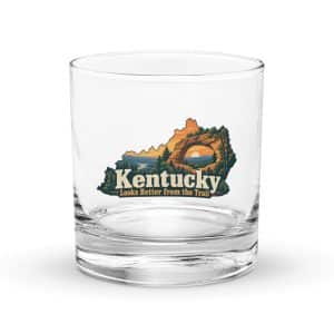 Kentucky Rocks Glass: Sandstone arch and forest, Colorful Kentucky Silhouette - 10.5 oz - Main