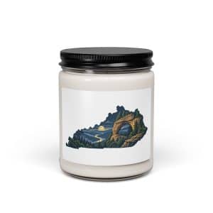 Kentucky Soy Wax Candle: Sandstone arch and forest, Illustrated Kentucky Silhouette - 9oz - Main