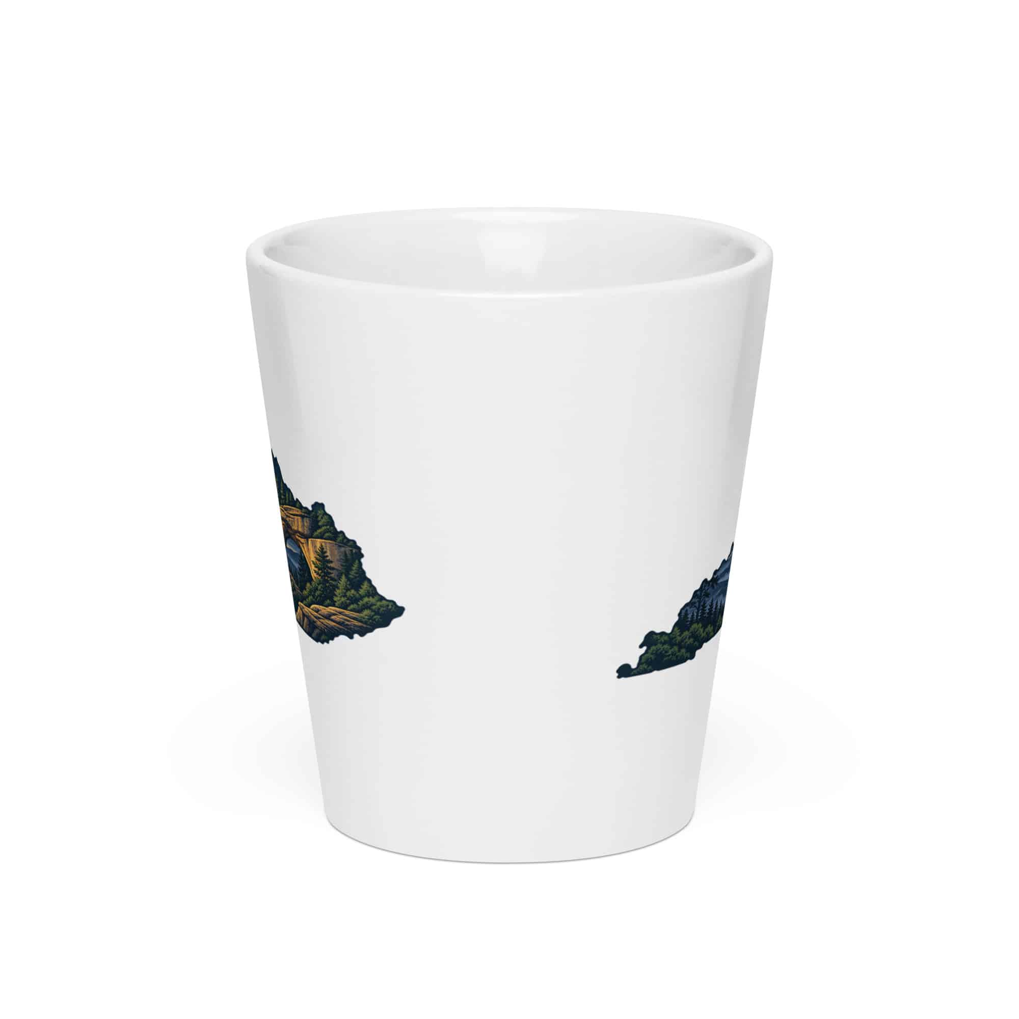 Kentucky Latte Mug: Sandstone arch and forest, Illustrated Kentucky Silhouette
