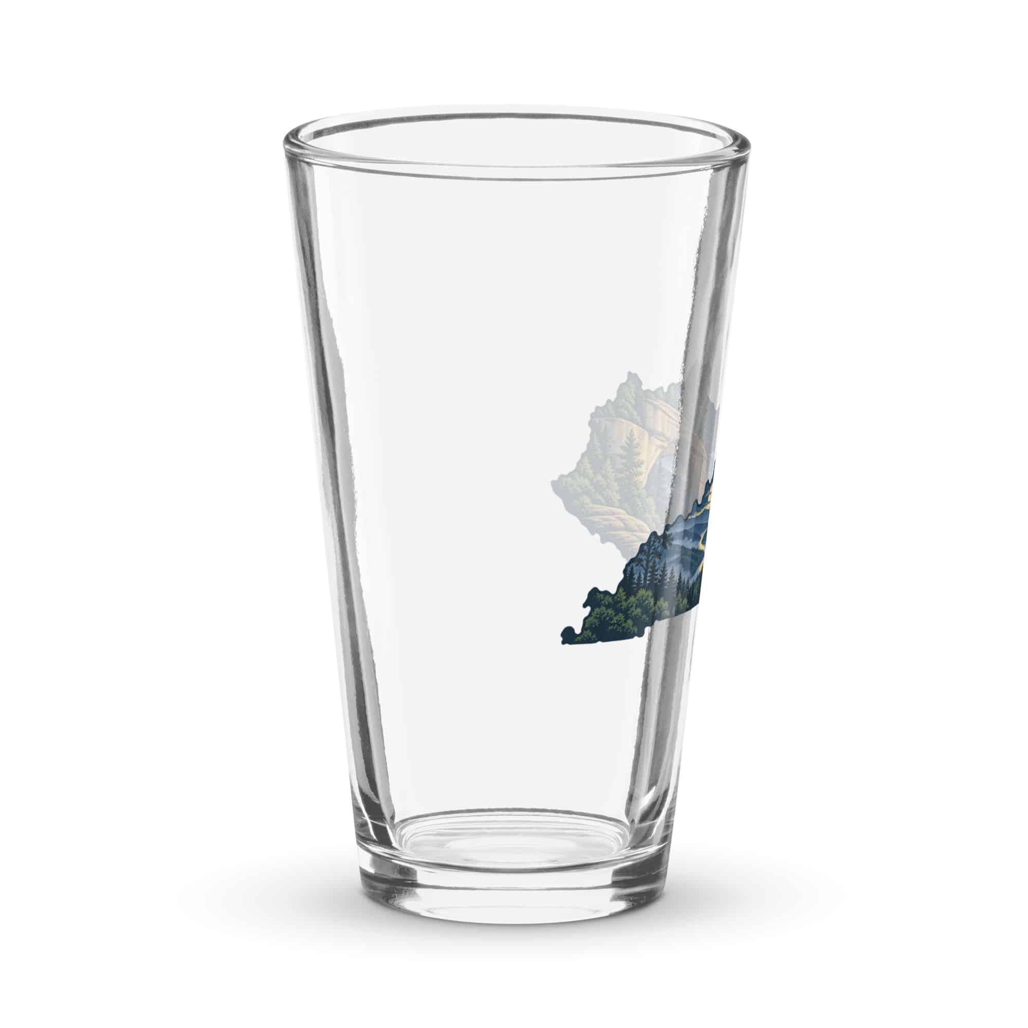 Kentucky Pint Glass: Sandstone arch and forest, Illustrated Kentucky Silhouette