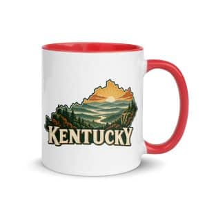 Kentucky Color Inside Coffee Mug: Layered Appalachian ridges at sunrise, Vintage Kentucky Silhouette - 11 oz - Main