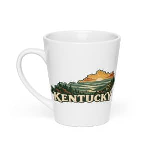 Kentucky Latte Mug: Layered Appalachian ridges at sunrise, Vintage Kentucky Silhouette - 12 oz - Main