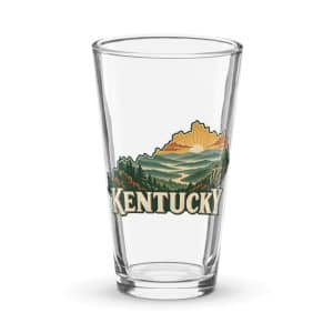 Kentucky Pint Glass: Layered Appalachian ridges at sunrise, Vintage Kentucky Silhouette - 16 oz - Main