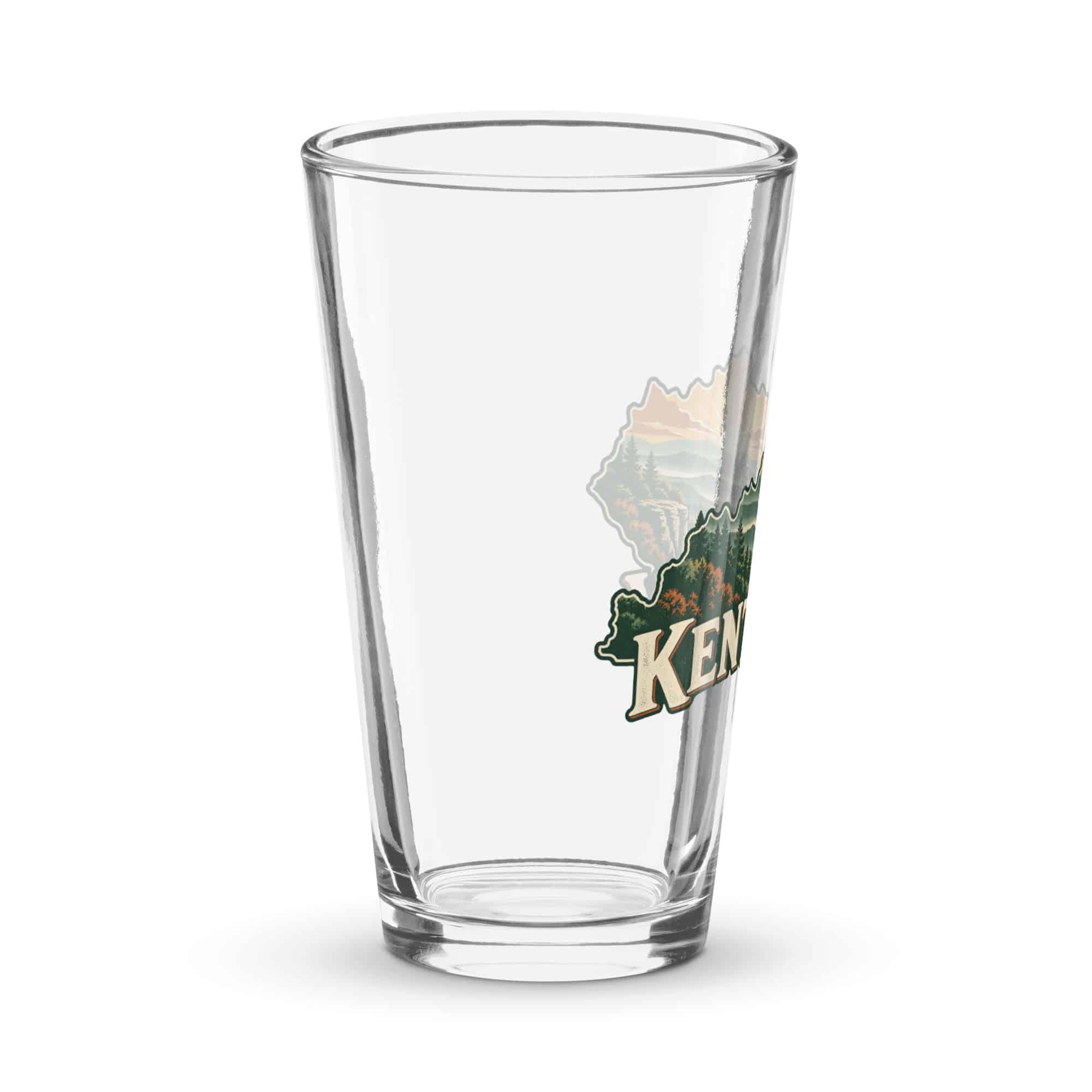 Kentucky Pint Glass: Layered Appalachian ridges at sunrise, Vintage Kentucky Silhouette