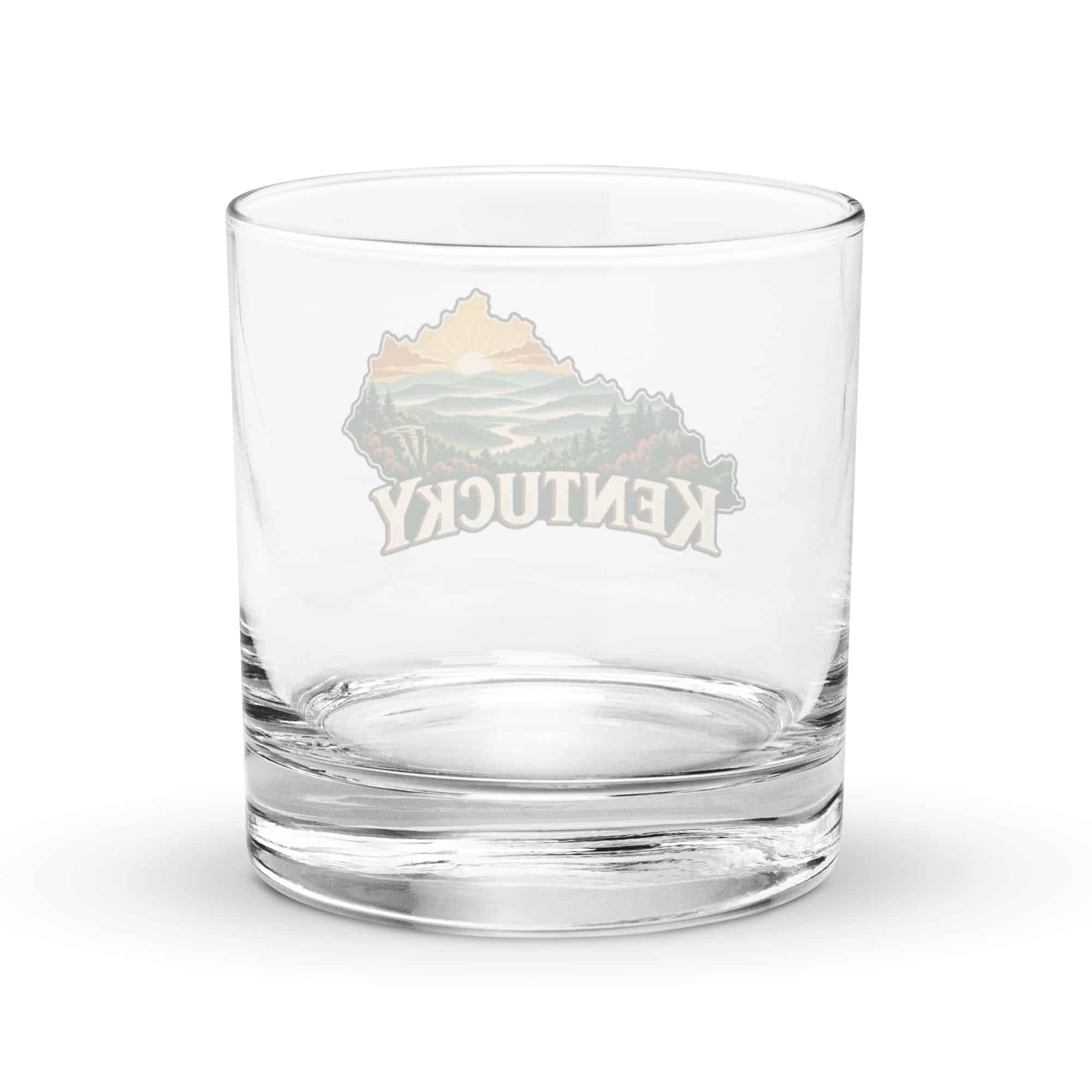 Kentucky Rocks Glass: Layered Appalachian ridges at sunrise, Vintage Kentucky Silhouette