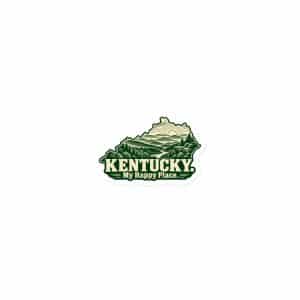 Kentucky Die-Cut Magnet: Layered Appalachian ridges at sunrise, Woodcut Kentucky Silhouette - 3″×3″ - Main