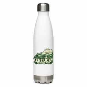 Kentucky Stainless Steel Water Bottle: Layered Appalachian ridges at sunrise, Woodcut Kentucky Silhouette - 17 oz - Main