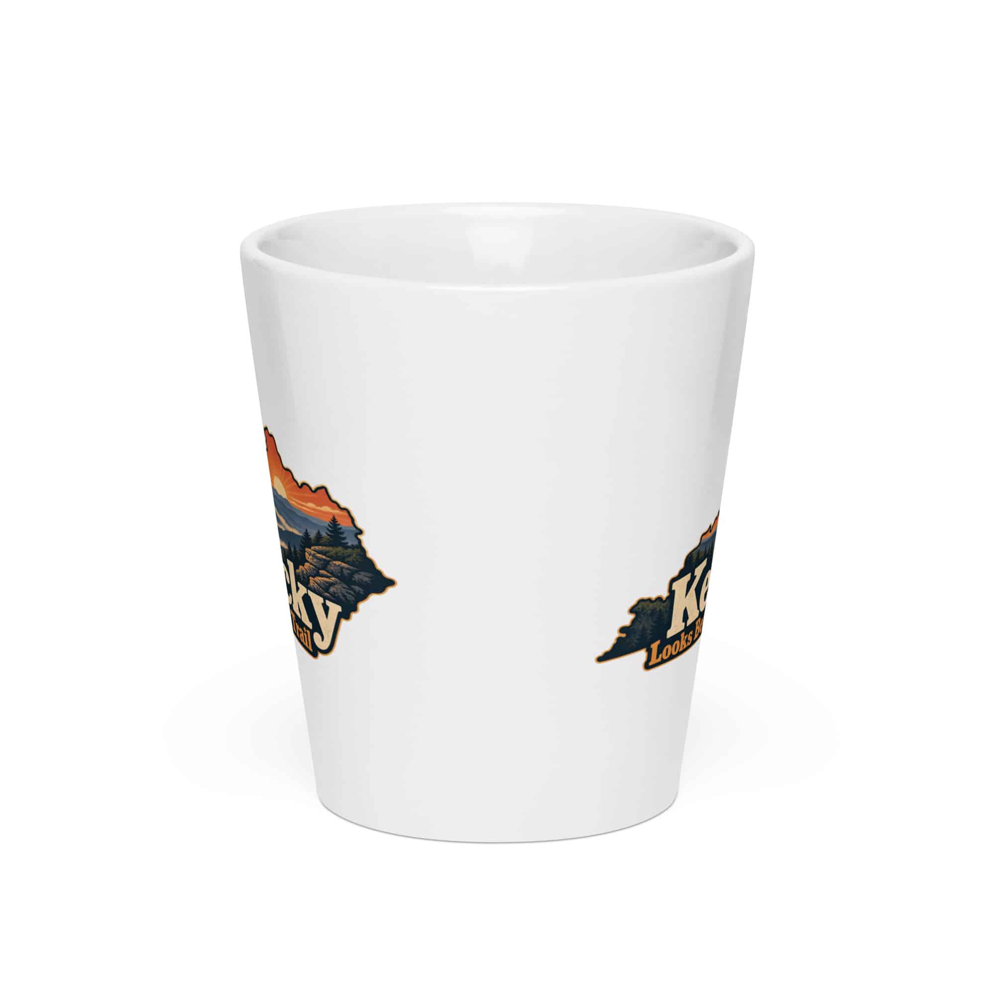 Kentucky Latte Mug: Layered Appalachian ridges at sunrise, Colorful Kentucky Silhouette