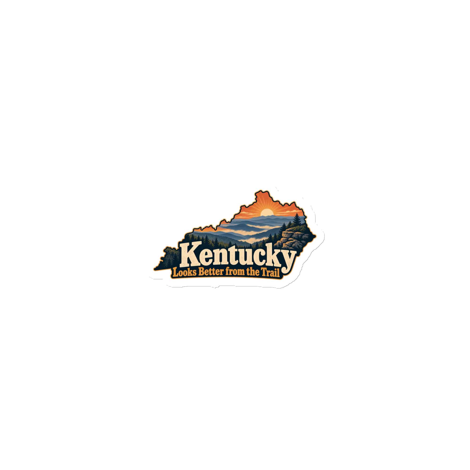 Kentucky Die-Cut Magnet: Layered Appalachian ridges at sunrise, Colorful Kentucky Silhouette