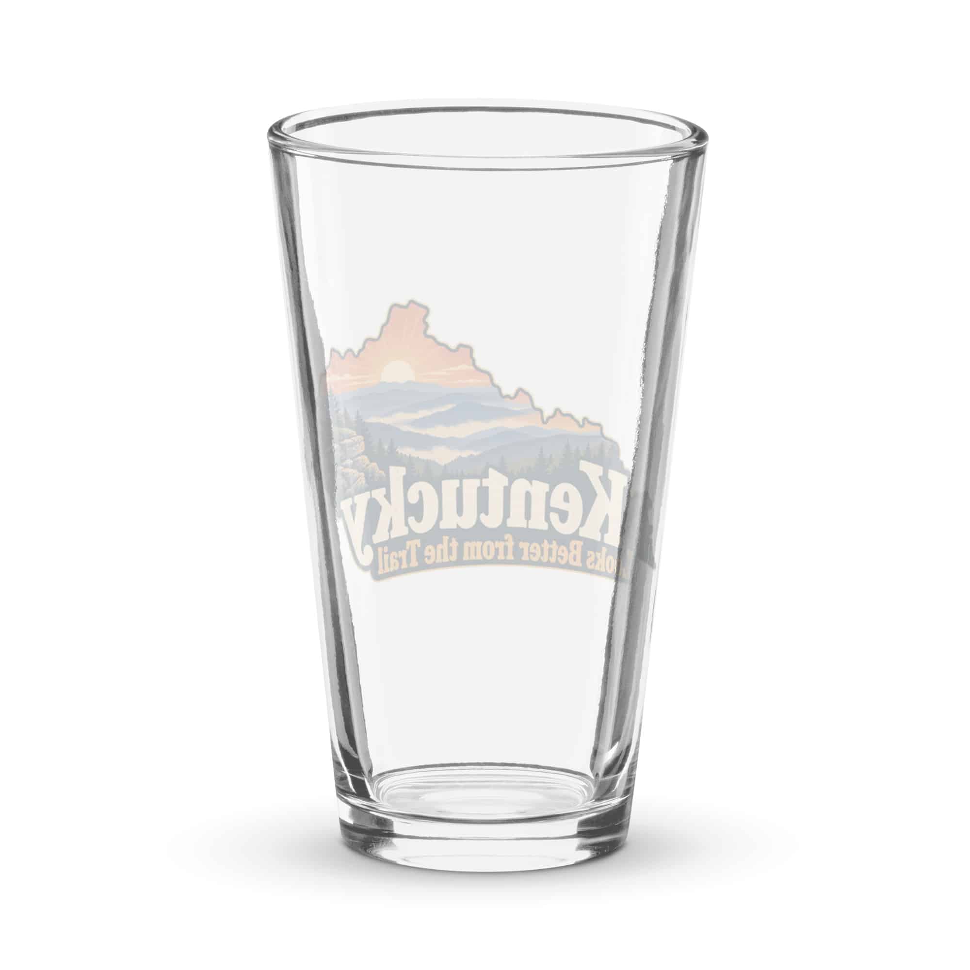 Kentucky Pint Glass: Layered Appalachian ridges at sunrise, Colorful Kentucky Silhouette