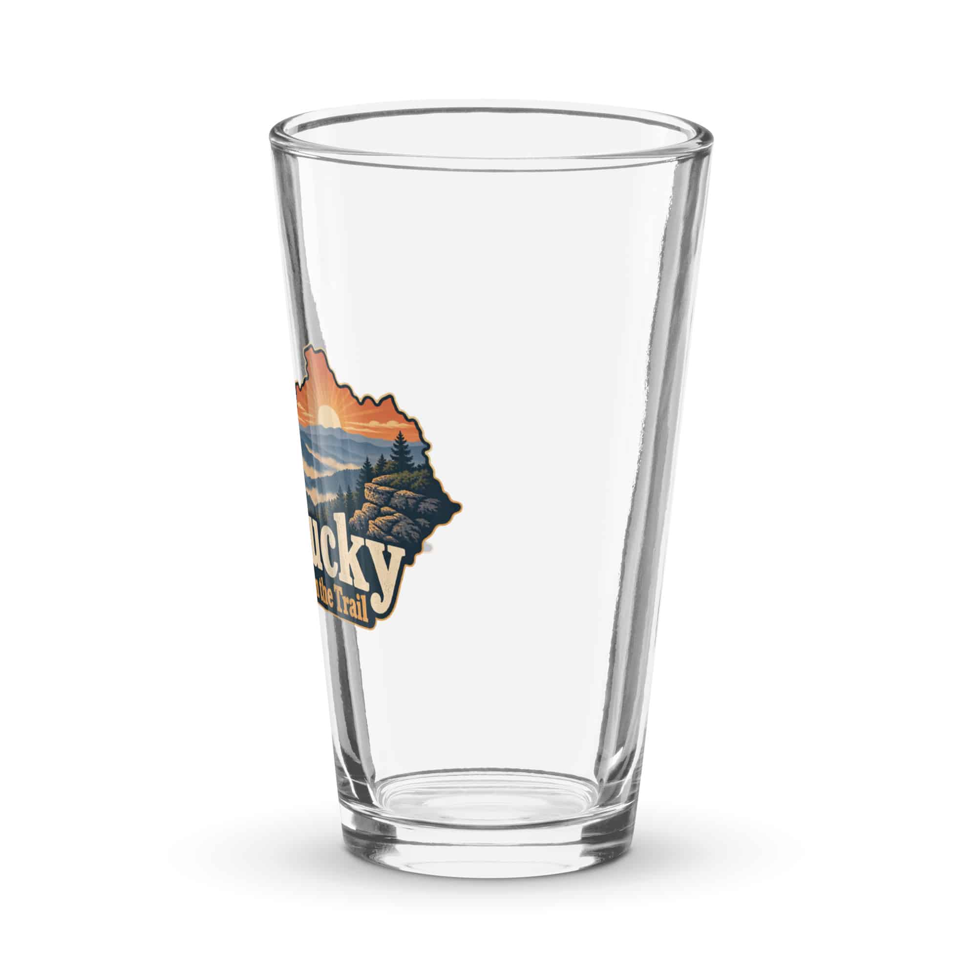 Kentucky Pint Glass: Layered Appalachian ridges at sunrise, Colorful Kentucky Silhouette