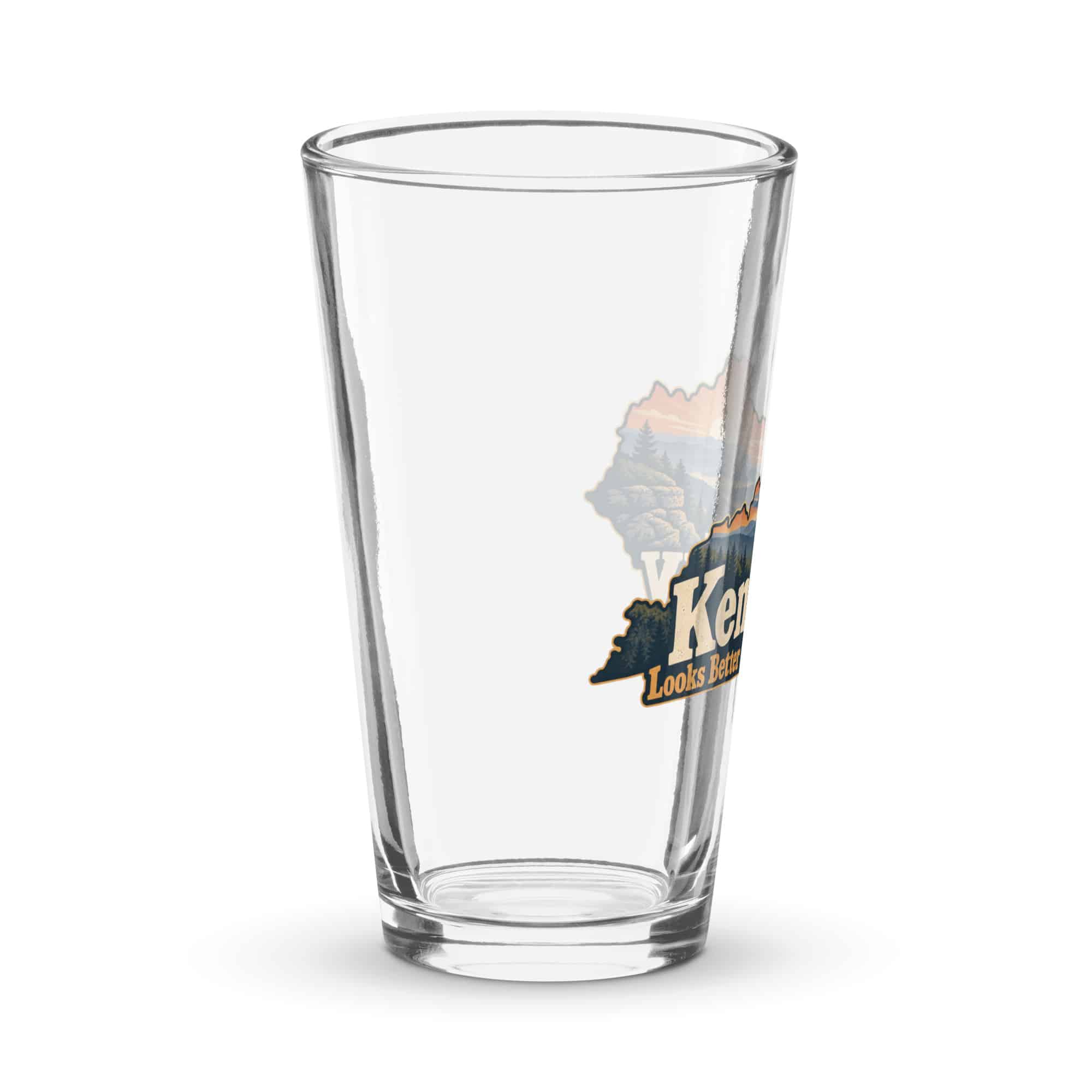 Kentucky Pint Glass: Layered Appalachian ridges at sunrise, Colorful Kentucky Silhouette