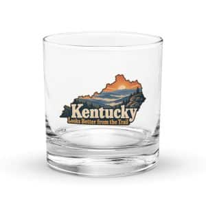 Kentucky Rocks Glass: Layered Appalachian ridges at sunrise, Colorful Kentucky Silhouette - 10.5 oz - Main
