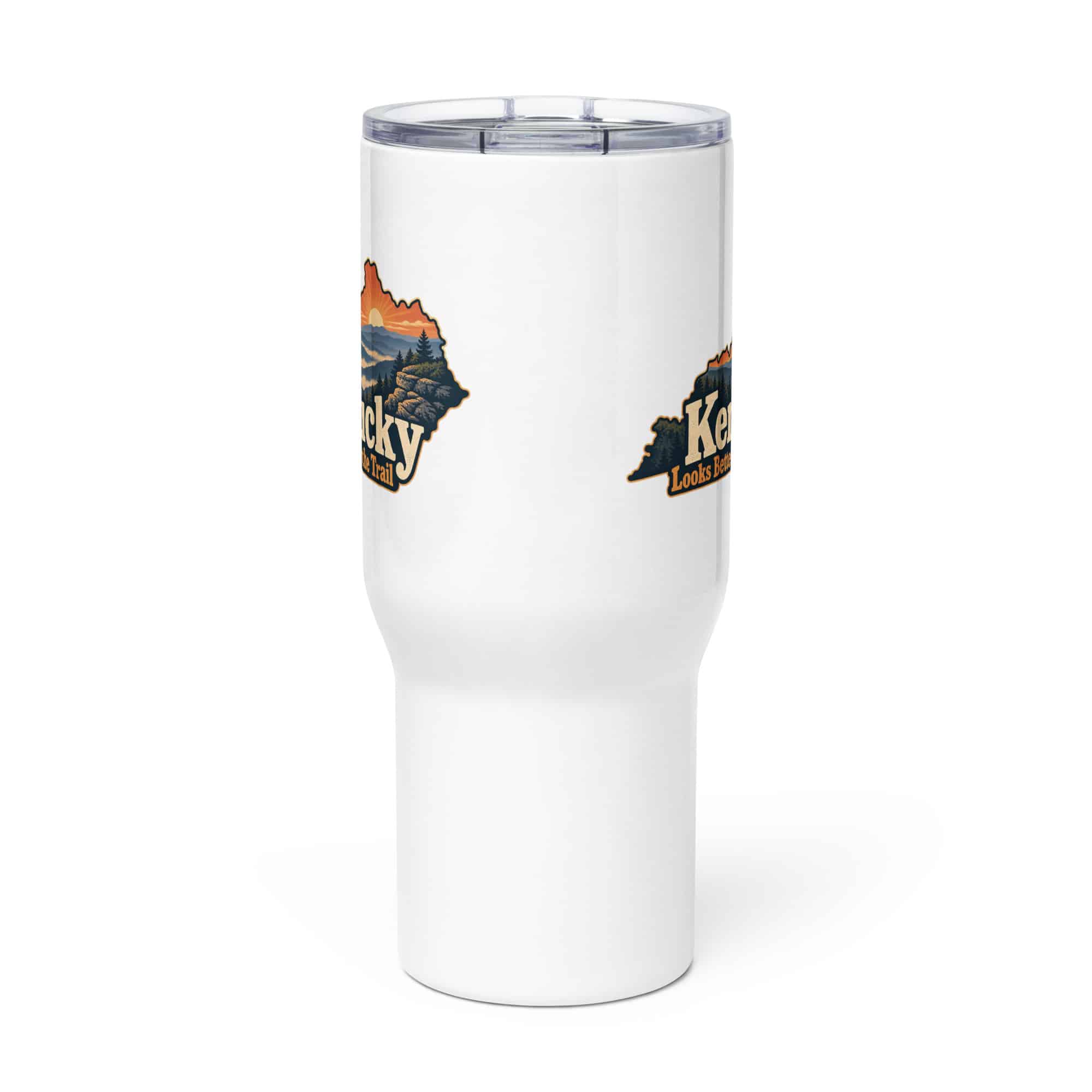 Kentucky Travel Mug: Layered Appalachian ridges at sunrise, Colorful Kentucky Silhouette