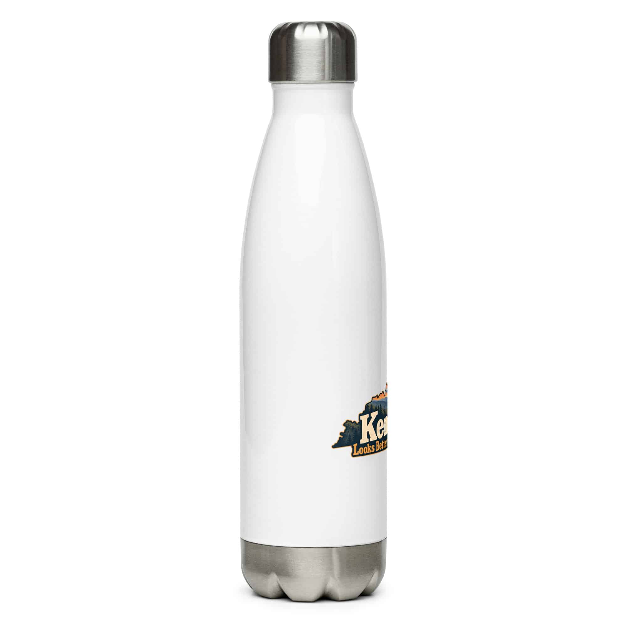 Kentucky Stainless Steel Water Bottle: Layered Appalachian ridges at sunrise, Colorful Kentucky Silhouette