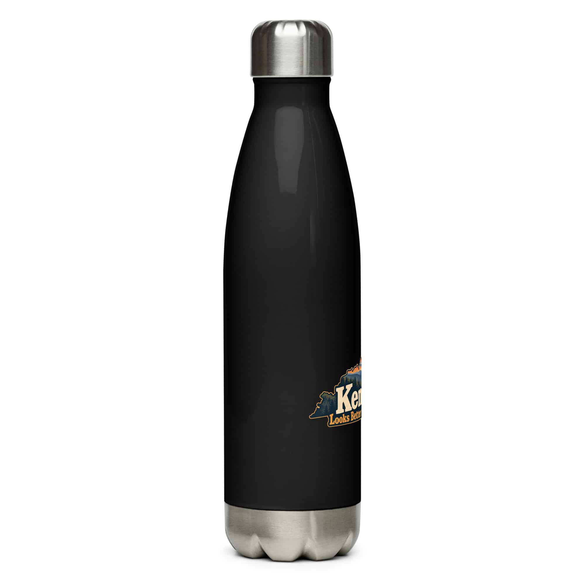 Kentucky Stainless Steel Water Bottle: Layered Appalachian ridges at sunrise, Colorful Kentucky Silhouette