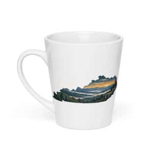 Kentucky Latte Mug: Layered Appalachian ridges at sunrise, Illustrated Kentucky Silhouette - 12 oz - Main