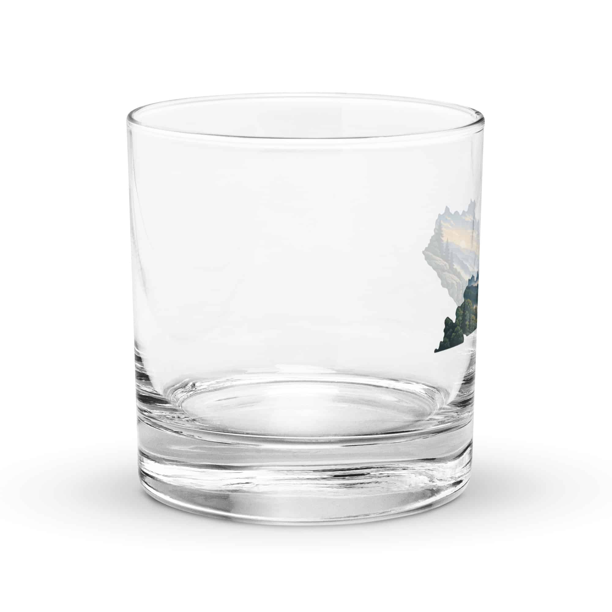 Kentucky Rocks Glass: Layered Appalachian ridges at sunrise, Illustrated Kentucky Silhouette